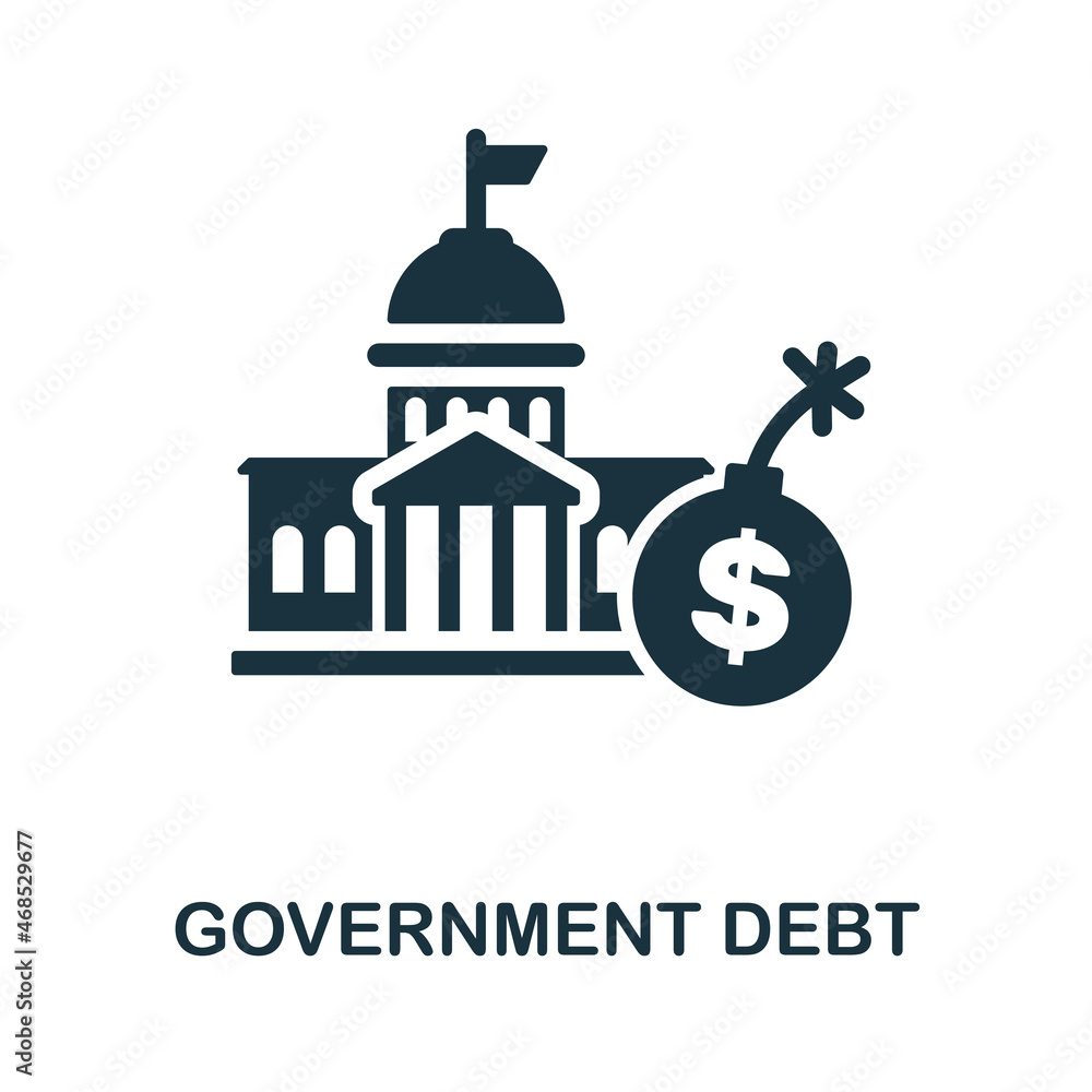Government Debt icon. Monochrome sign from economic crisis collection. Creative Government Debt icon illustration for web design, infographics and more