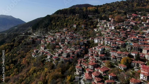 Aerial drone view of famous metsovo in epirus in  greece photo