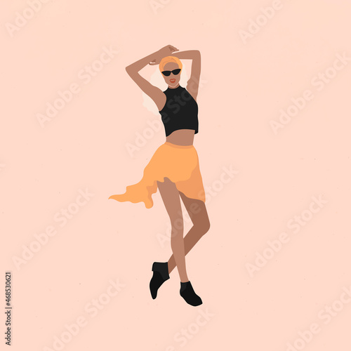 Female fashionista on nude banner vector