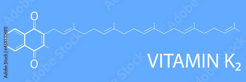 Vitamin K2 or menaquinone molecule. Skeletal formula. Menachinon