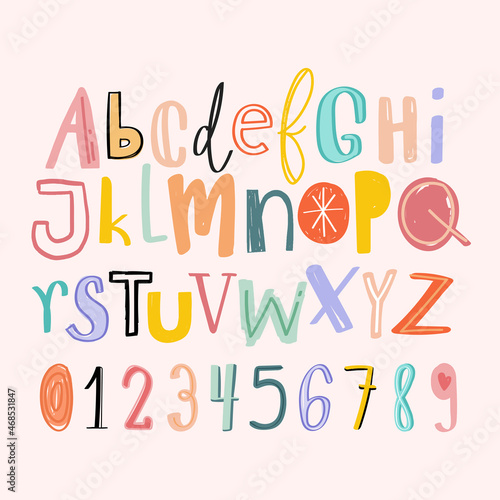 Alphabets hand drawn doodle style set vector