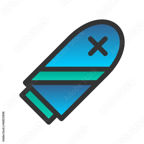 Surfboard Filled Gradient Vector Icon Design