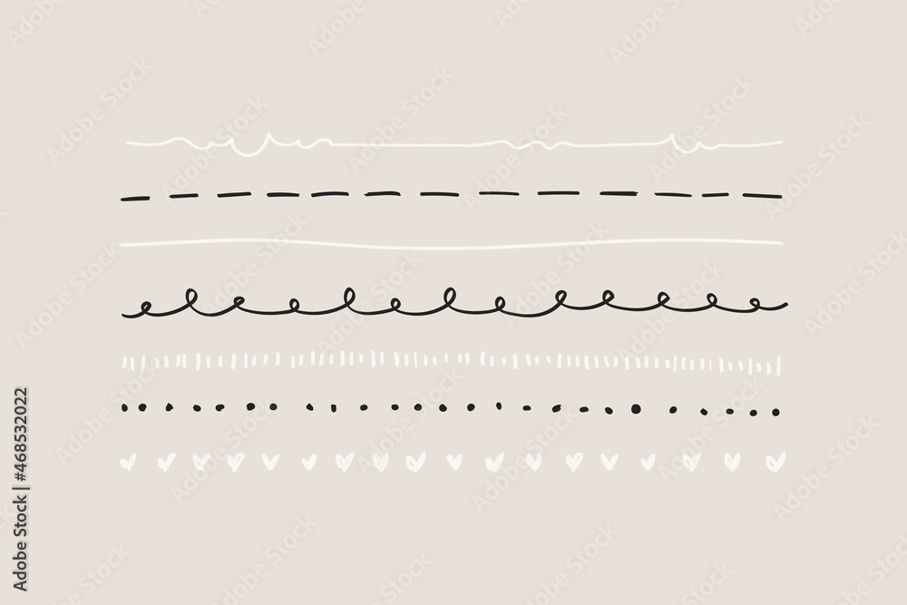 Fototapeta premium Cute doodle line border vector set