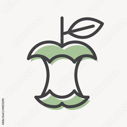 Recyclable eaten apple icon vector for business in simple line