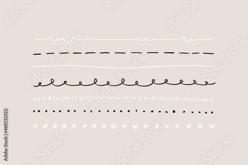 Cute doodle line border vector set
