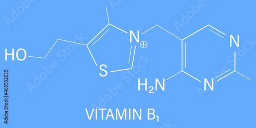 Vitamin B1 (thiamine) molecule. Skeletal formula.	
