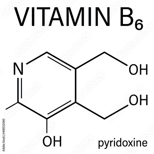 Vitamin B6 (pyridoxine) molecule. Skeletal formula.	
