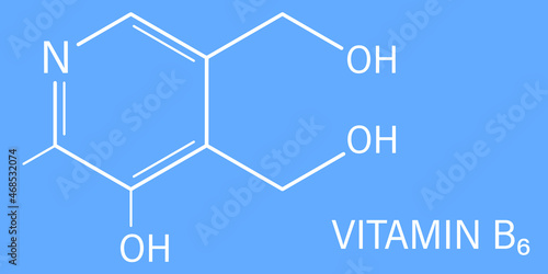 Vitamin B6 (pyridoxine) molecule. Skeletal formula.	
