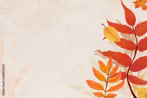 Fall leaves beige background vector