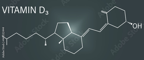 Vitamin D (D3, cholecalciferol) molecule. Skeletal formula.	