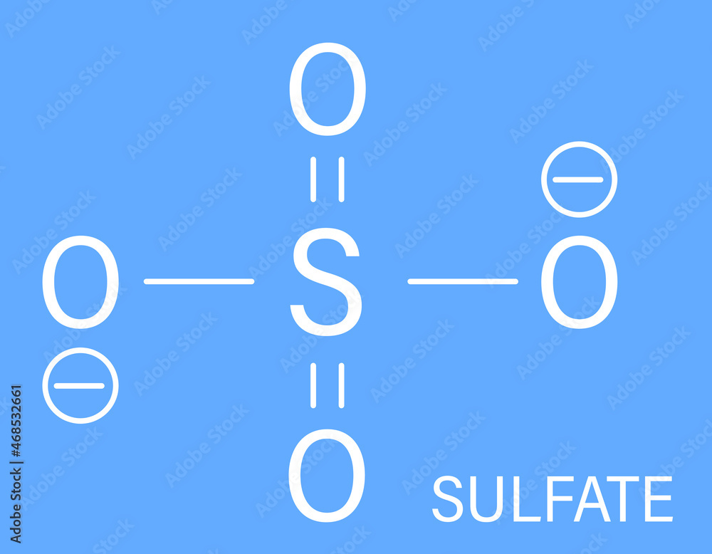 Skeletal formula of Sulfate anion, chemical structure. Skeletal formula of Sulfate anion, chemical structure.