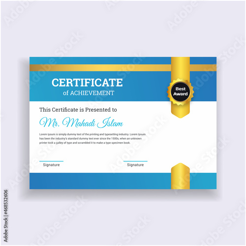 Modern Certificate Template Design. Creative Certificate of Appreciation Award Template Design