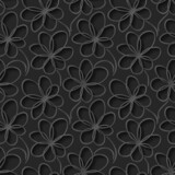 Black floral 3d background. Seamless pattern for decoration. Ornate pattern with flowers. Vector illustration