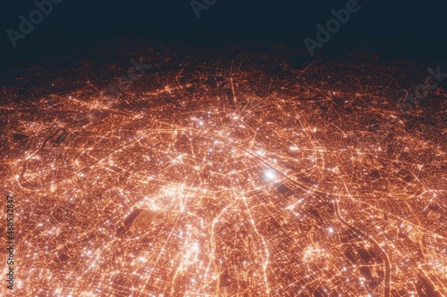 Photography Paris aerial view at night