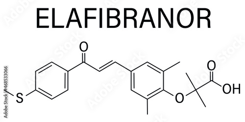 Elafibranor drug molecule skeletal formula.	