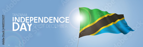 Tanzania happy independence day greeting card, banner with template text vector illustration