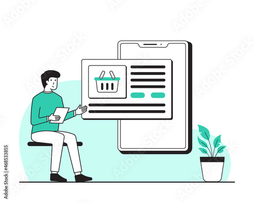 Konstfotografi online shopping mobile applications concept illustration