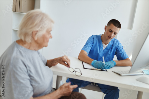 an elderly woman at a doctor s appointment a visit to the hospital