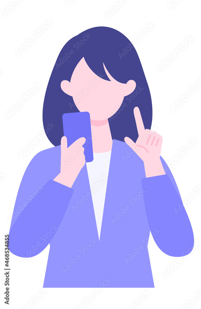 BusinessWoman cartoon character. People face profiles avatars and icons. Close up image of Woman using smartphone. BusinessWoman cartoon character. People face profiles avatars and icons. Close up image of Woman using smartphone.