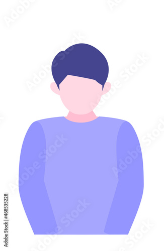 Young Man cartoon character. People face profiles avatars and icons. Close up image of man taking a bow.