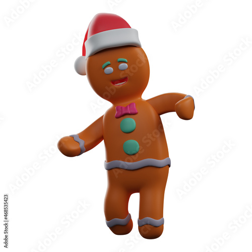 3D Gingerbread Cartoon Character cute dancing pose