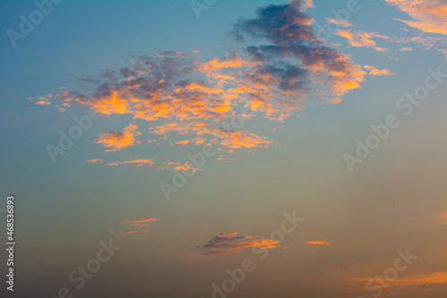 Colorful twilight sky with beautiful orange cloud