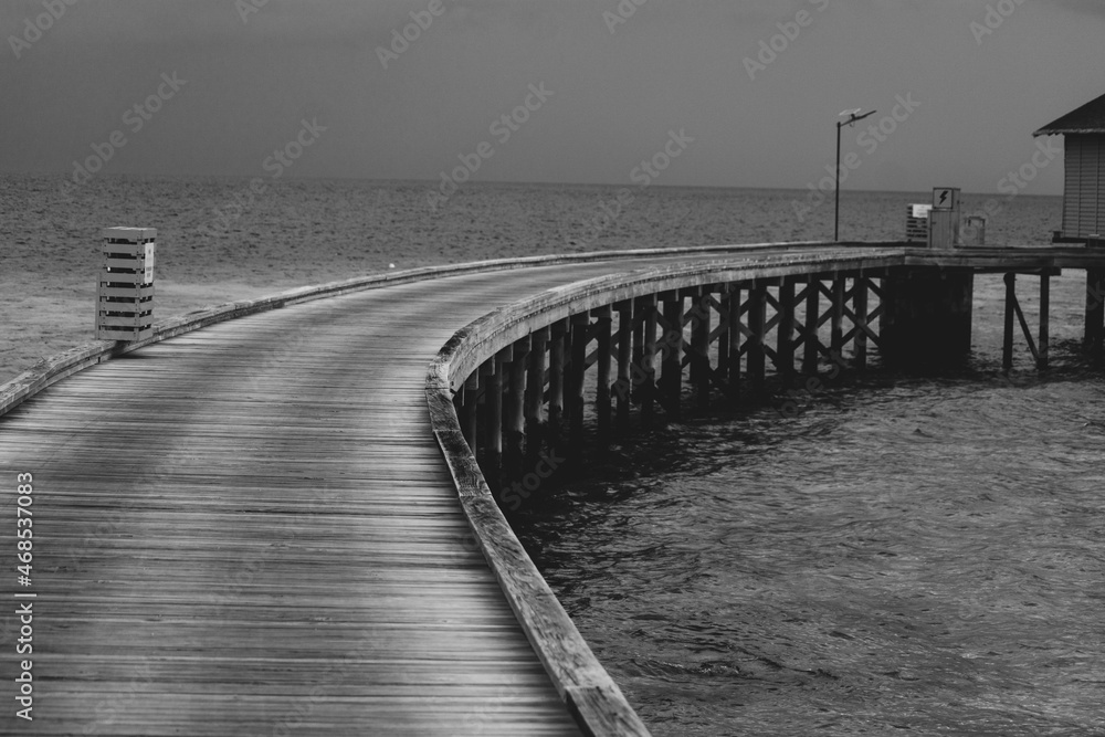 A lonely bridge on sea with many lost memories