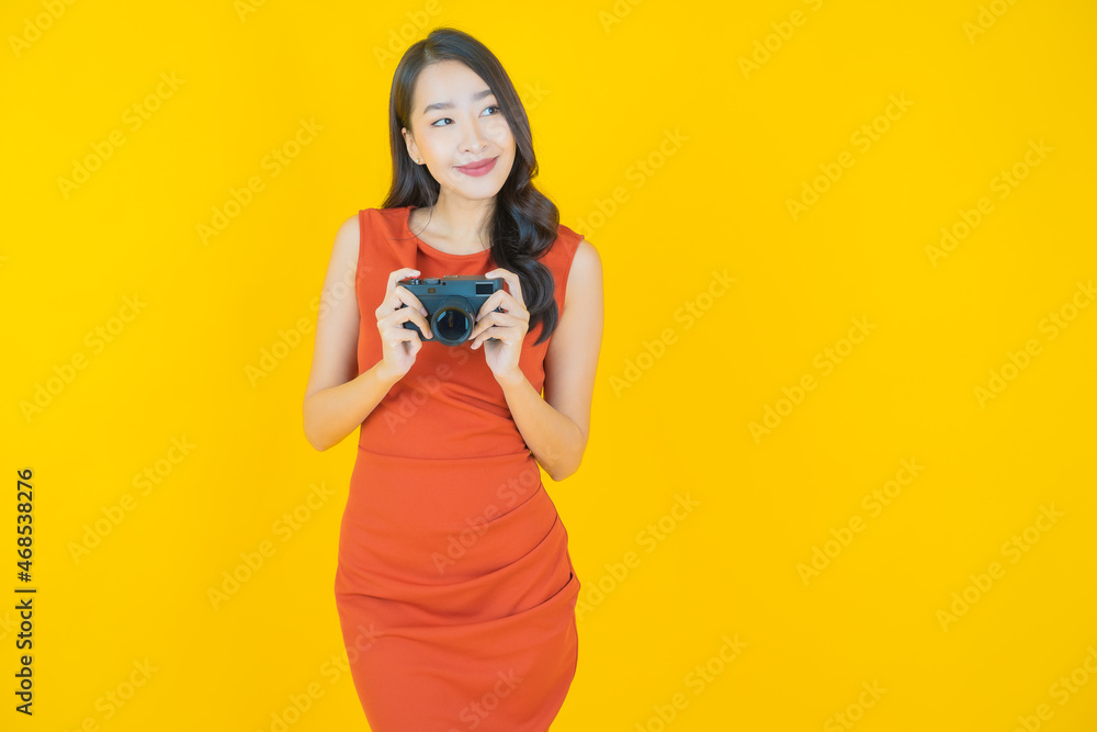 Portrait beautiful young asian woman use camera Portrait beautiful young asian woman use camera
