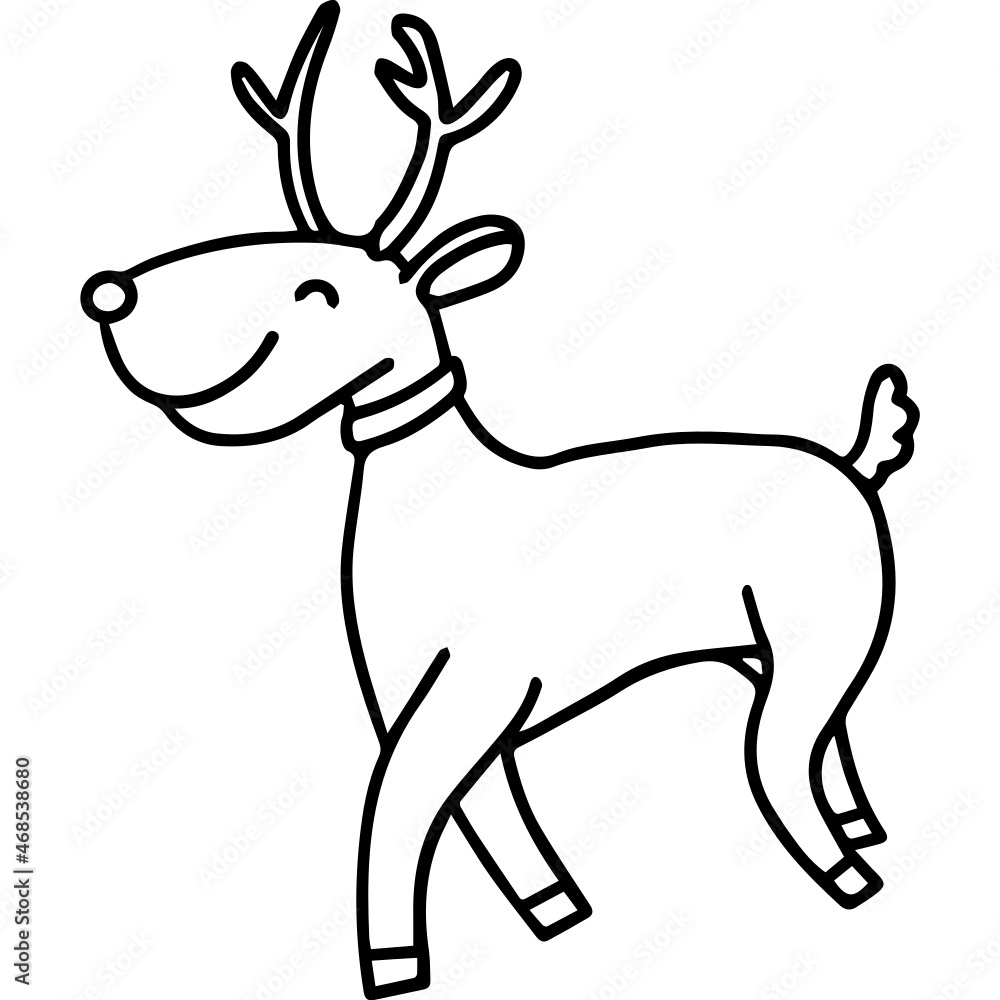 christmas doodle_smiling deer hand drawing