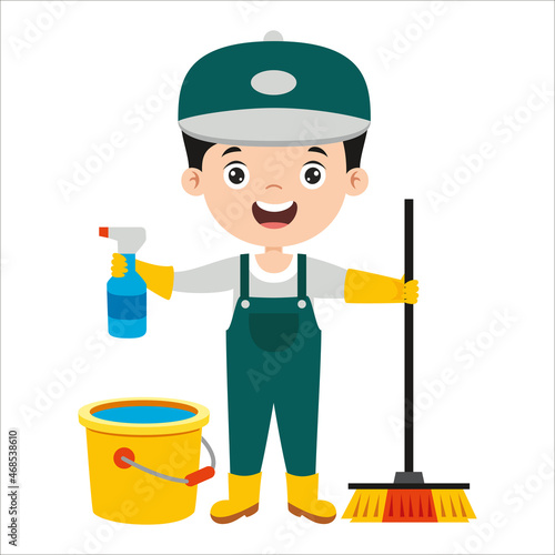 Cartoon Drawing Of A Cleaner