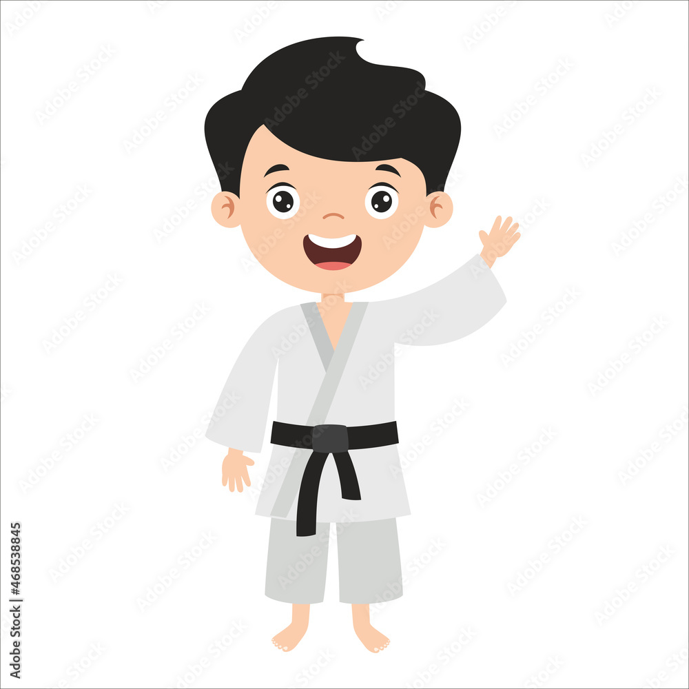 Cartoon Drawing Of A Kid Making Karate Cartoon Drawing Of A Kid Making Karate