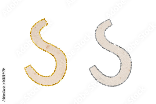 Glitter Latin letters. Clip art set on white background. Letter S