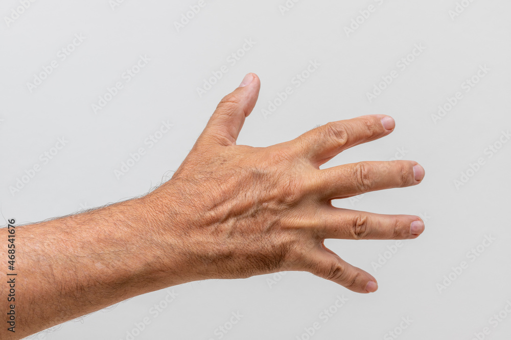 open hand of man with white background open hand of man with white background