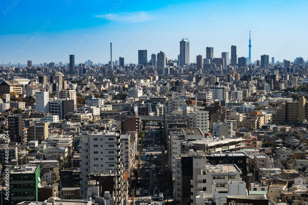 Fototapeta premium 練馬区役所から池袋方面の遠景、スカイツリーも
