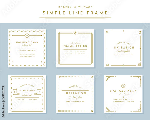シンプルで上品なフレームセット　クラシック　ビンテージ　モダン　幾何学　飾り　装飾　あしらい　線画