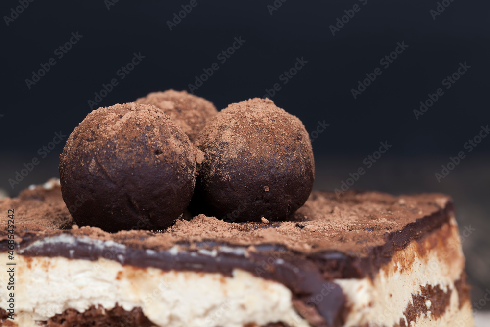 chocolate cake with buttercream , close up chocolate cake with buttercream , close up