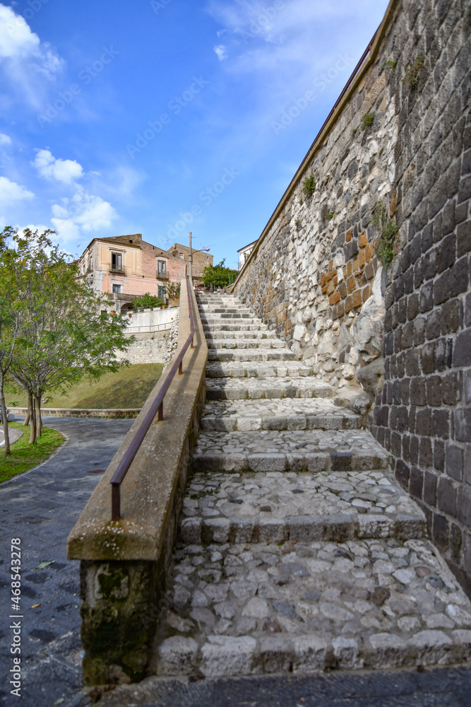 A staircase in Caiazzo, a small village in the mountains of the province of Caserta, Italy.	