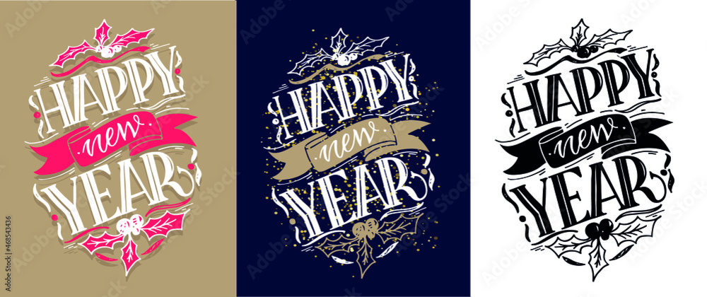 Obraz premium Christmas quote. Winter xmas slogan. Hand drawn Calligraphic lettering - Winter Holidays. Inspirational text for invitation design. Merry Christmas and happy new year. Christmas wishes.