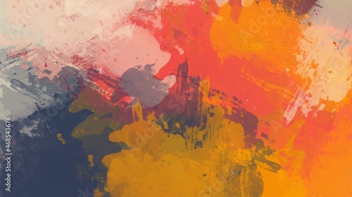 Abstract background painting art with yellow, dark blue and red paint brush for thanksgiving poster, banner, website, card background