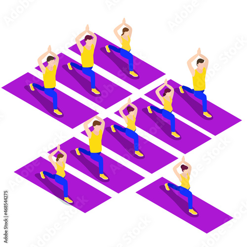 Meditation class 3d isometric vector illustration concept for banner, website, landing page, ads, flyer template