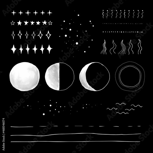 Cute hand drawn galaxy set vector