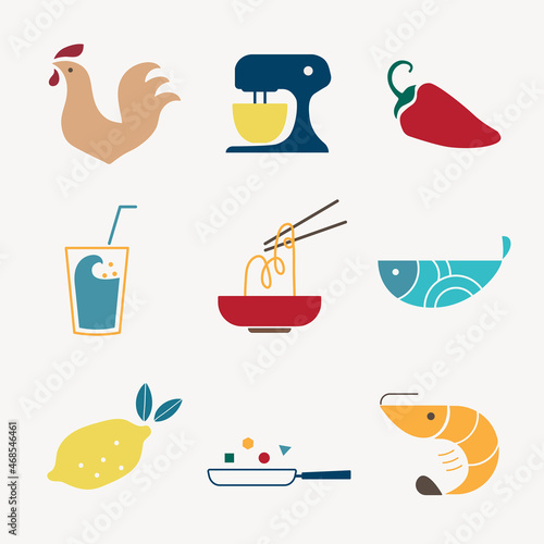 Food icon flat design vector illustration set