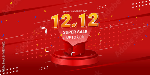 12.12 Shopping day sale. Digital marketing announcement flyer, brochure, poster, web ads for promotion sale. Social media post template easy to croping on square banner size 