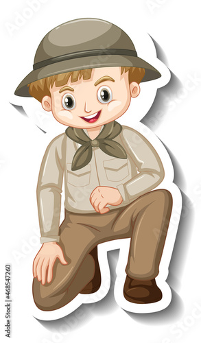 A sticker template of boy cartoon character