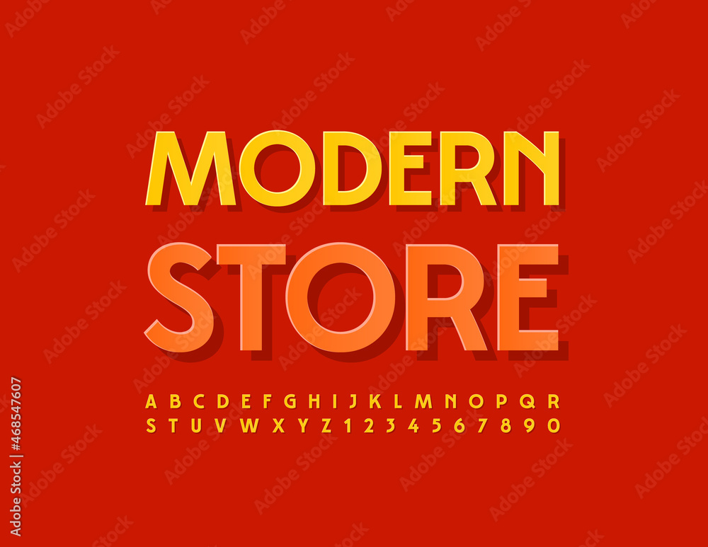 Vector stylish Sign Modern Store. Elegant Font. Artistic Alphabet Letters and Numbers Vector stylish Sign Modern Store. Elegant Font. Artistic Alphabet Letters and Numbers