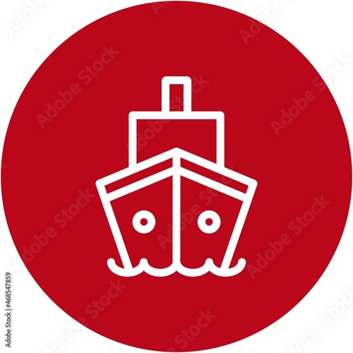 Ship Line Circle Vector Icon Design