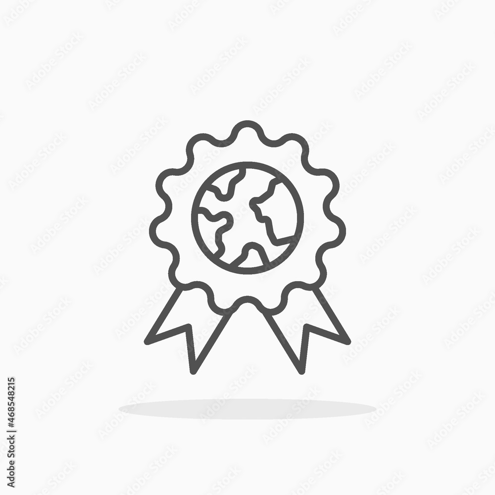Earth Badge icon. Editable Stroke and pixel perfect. Outline style. Vector illustration. Enjoy this icon for your project.