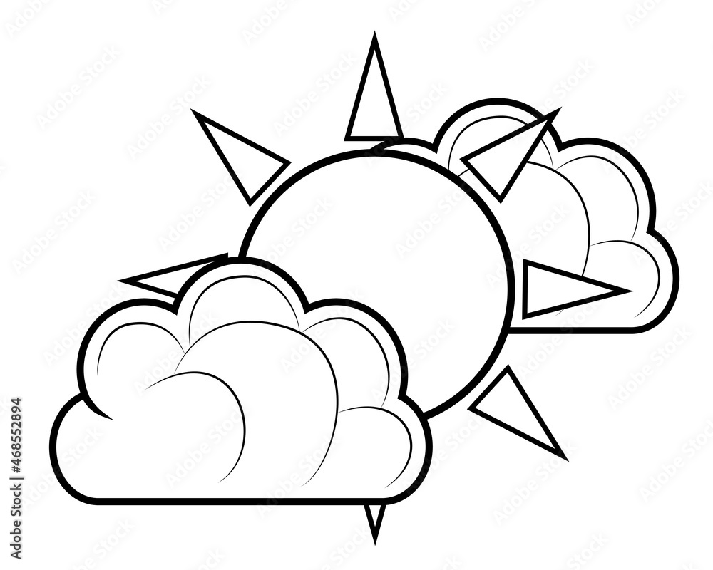 Sun and cloudy weather. Vector illustration. Sun and cloudy weather. Vector illustration.