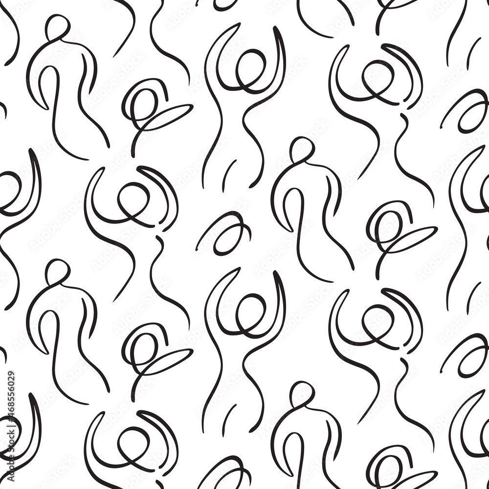 One line drawing human figures seamless pattern One line drawing human figures seamless pattern