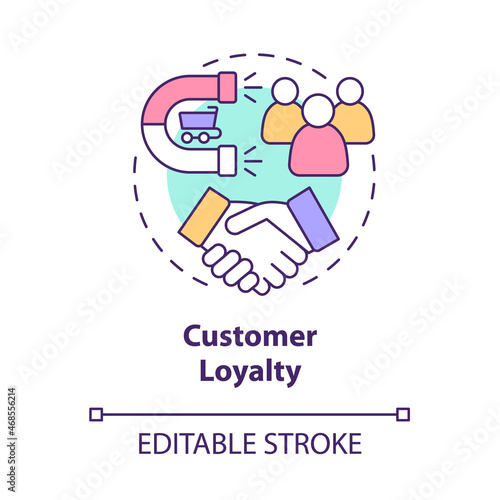 Customer loyalty concept icon. Client retention. Consumer satisfaction and trust. Brand planning abstract idea thin line illustration. Vector isolated outline color drawing. Editable stroke